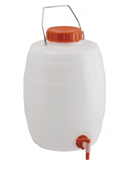 Botticella 15 litri per alimenti con rubinetto e maniglia in acciaio per trasporto liquidi