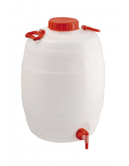 Botticella 25 litri per alimenti con rubinetto e maniglia in acciaio per trasporto liquidi