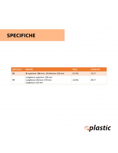 Cesto tondo per enologia e vendemmia con manico in plastica 15 litri