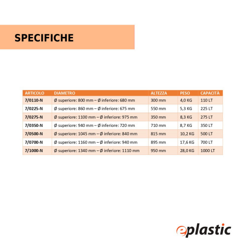 Mastello per alimenti 500 litri