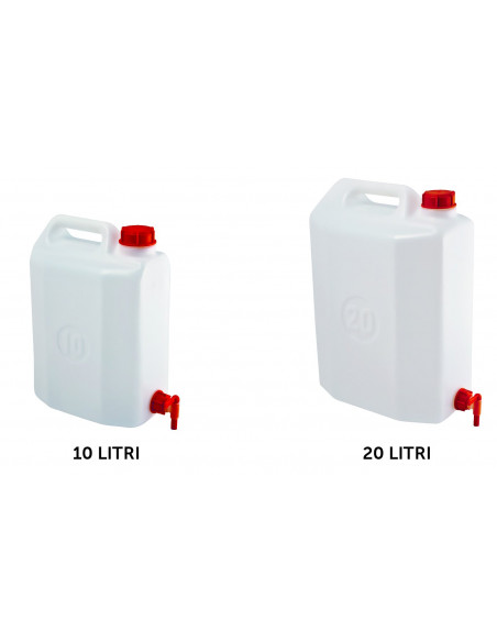 Tanica in PEHD 20 litri con rubinetto idonea per trasporto liquidi