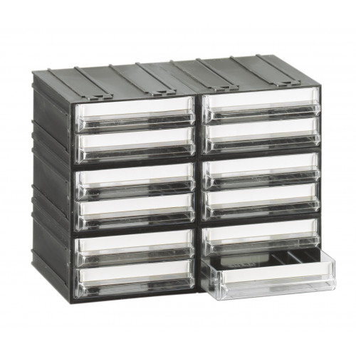 Cassettiera modulare con corpo nero e 12...