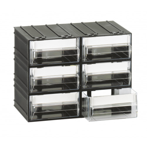 Cassettiera modulare con corpo nero e 6...