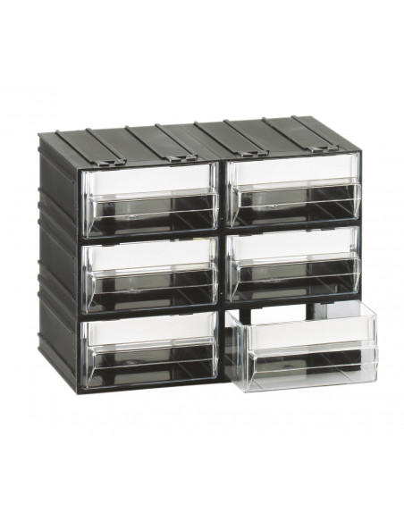 Cassettiera modulare con corpo nero e 6 cassetti trasparenti - Modello T/C