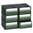 Cassettiera modulare con corpo nero e 6 cassetti verdi - Modello C