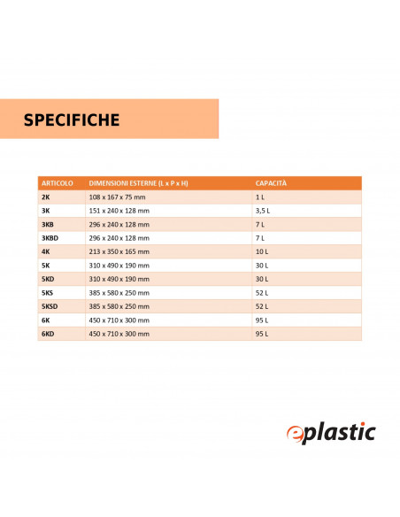 Contenitore sovrapponibile in PEHD - Modello 5KS - L 38,5 x H 25 x P 58 cm