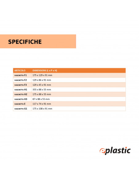 Vaschetta E per cassettiere modulari modello E -T/E