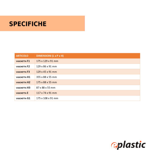 Vaschetta F1 per cassettiere modulari modello F...