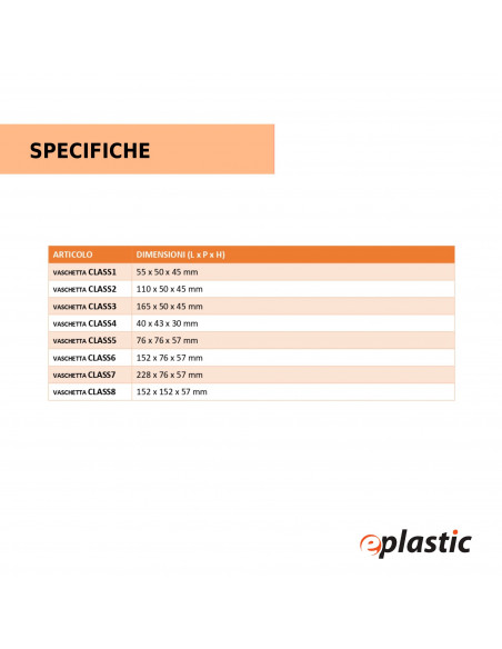 Vaschetta in plastica per scatola organizer modello Class 6