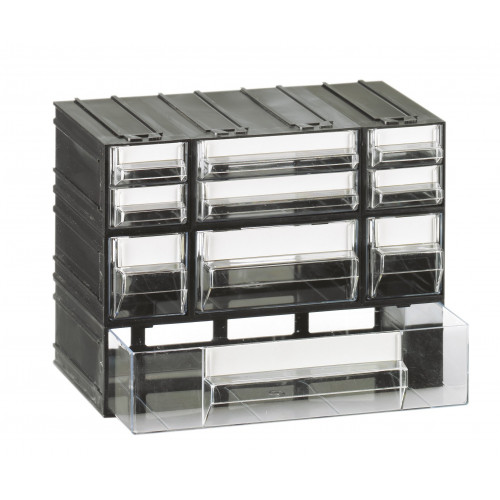 Cassettiera modulare con corpo nero e 10...