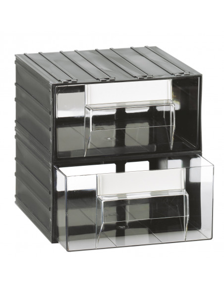 Cassettiera modulare con corpo nero e 2 cassetti trasparenti - Modello T/42