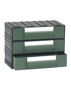 Cassettiera modulare con corpo nero e 3 cassetti verdi -...