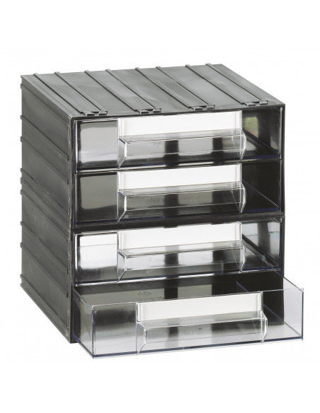 Cassettiera modulare con corpo nero e 4 cassetti trasparenti - Modello T/43
