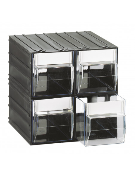 Cassettiera modulare con corpo nero e 4 cassetti trasparenti - Modello T/44