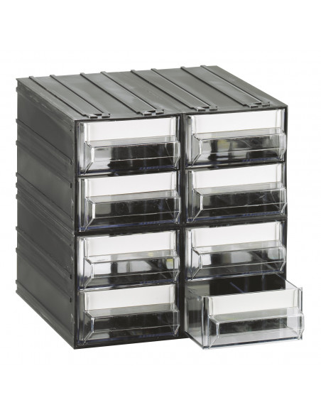 Cassettiera modulare con corpo nero e 8 cassetti trasparenti - Modello T/45