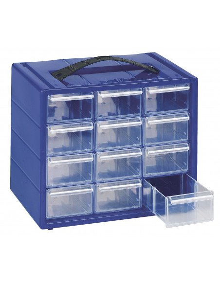 Cassettiera Monoblocco in Resina antiurto con 12 cassetti infrangibili e 12 divisori estraibili - Modello Espace 12