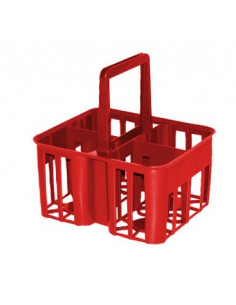 Cestello in plastica portabottiglie con 4 posti 12x12 cm