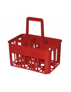 Cestello in plastica portabottiglie con 6 posti 10x10 cm