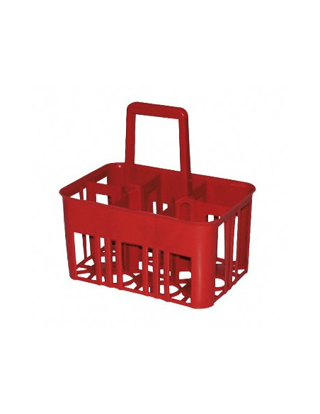Cestello in plastica portabottiglie con 6 posti 10x10 cm