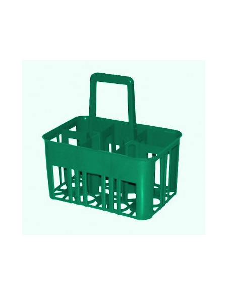 Cestello in plastica portabottiglie con 6 posti 10x10 cm