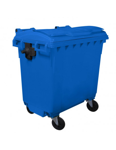 Cassonetto monocolore 770 litri con 4 ruote e coperchio piano per raccolta differenziata