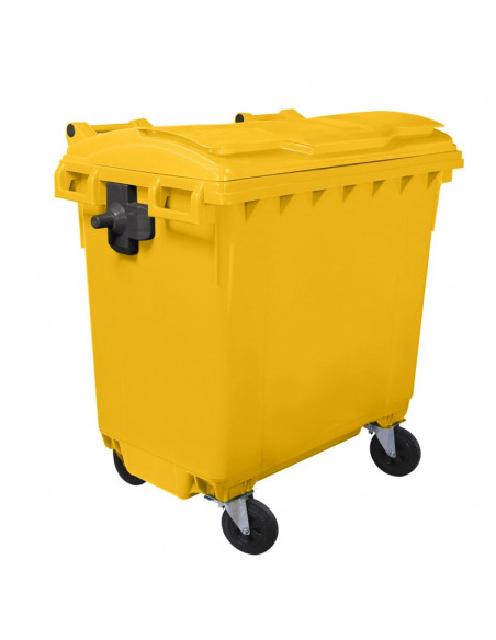 Cassonetto monocolore 770 litri con 4 ruote e coperchio piano per raccolta differenziata