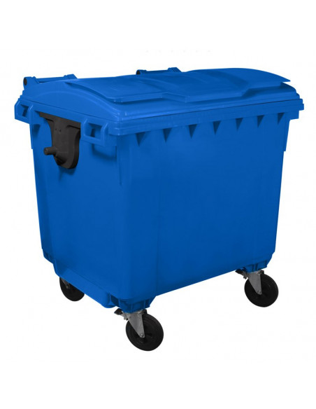 Cassonetto monocolore 1100 litri con 4 ruote e coperchio piano per raccolta differenziata