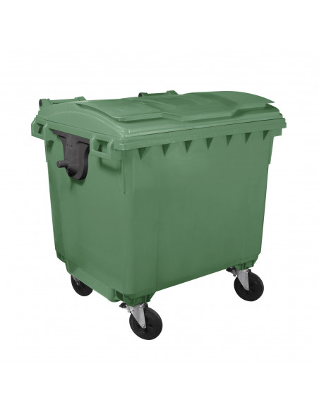 Cassonetto monocolore 1100 litri con 4 ruote e coperchio piano per raccolta differenziata