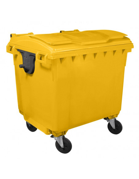 Cassonetto monocolore 1100 litri con 4 ruote e coperchio piano per raccolta differenziata