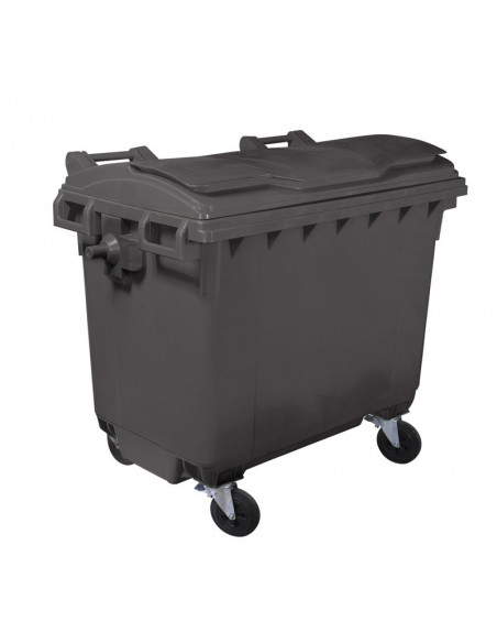Cassonetto monocolore 660 litri con 4 ruote e coperchio piano per raccolta differenziata