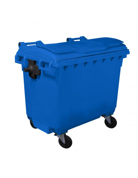 Cassonetto monocolore 660 litri con 4 ruote e coperchio piano per raccolta differenziata