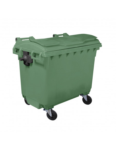 Cassonetto monocolore 660 litri con 4 ruote e coperchio piano per raccolta differenziata