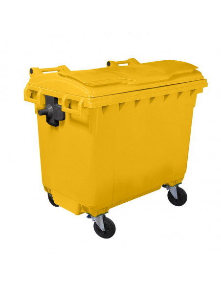 Cassonetto monocolore 660 litri con 4 ruote e coperchio piano per raccolta differenziata