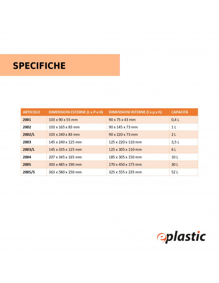 Contenitore sovrapponibile a bocca di lupo in PEHD - Modello 2005 - L 30,3 x H 19 x P 48,5 cm
