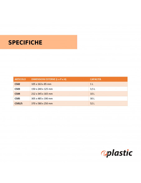 Contenitore sovrapponibile componibile ad incastro in PEHD - Modello C505/S - L 37 x H 25 x P 58 cm