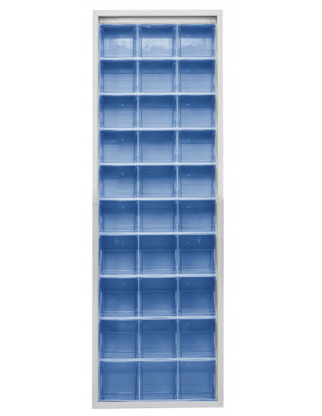 Scaffale portaminuteria completo CRYSTAL BOX CB200 con 30 cassetti