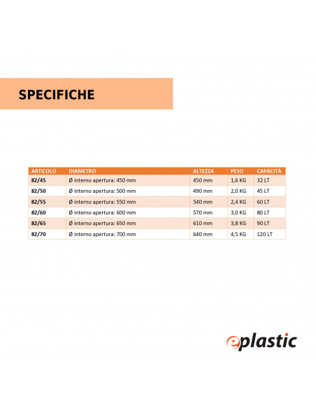 Mastello 3 manici in LDPE diametro 65 cm
