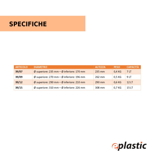 Secchio normale graduato 7 litri