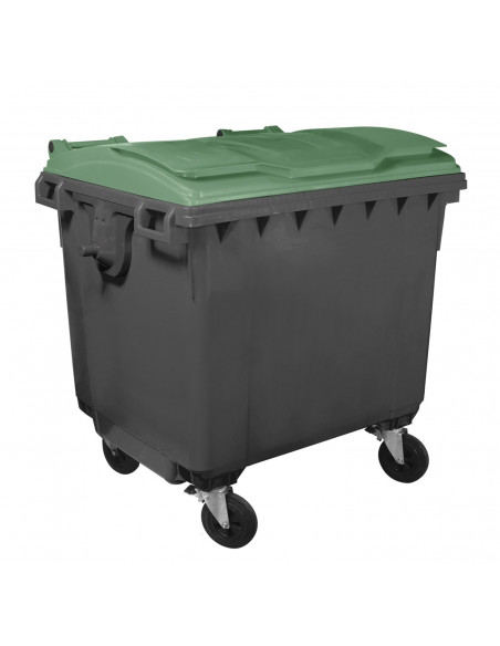 Cassonetto 1100 litri con 4 ruote bicolor con fondo grigio e coperchio piano colorato per raccolta differenziata