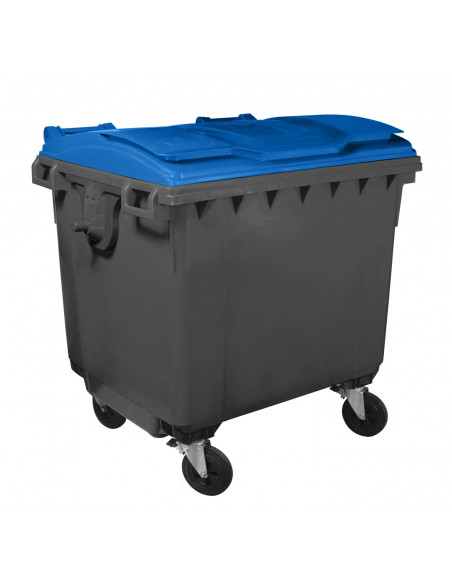 Cassonetto 1100 litri con 4 ruote bicolor con fondo grigio e coperchio piano colorato per raccolta differenziata
