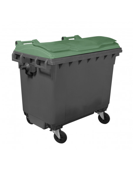 Cassonetto 660 litri con 4 ruote bicolor con fondo grigio e coperchio piano colorato per raccolta differenziata