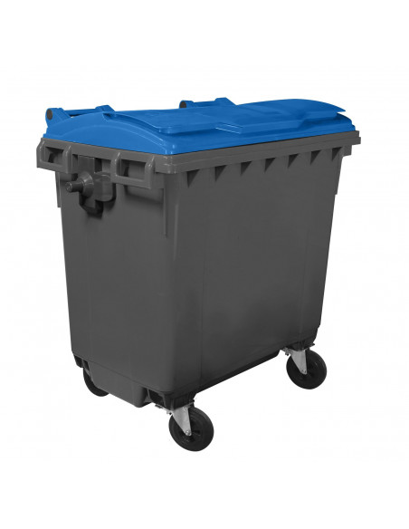 Cassonetto 770 litri con 4 ruote bicolor con fondo grigio e coperchio piano colorato per raccolta differenziata