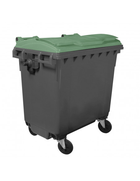 Cassonetto 770 litri con 4 ruote bicolor con fondo grigio e coperchio piano colorato per raccolta differenziata