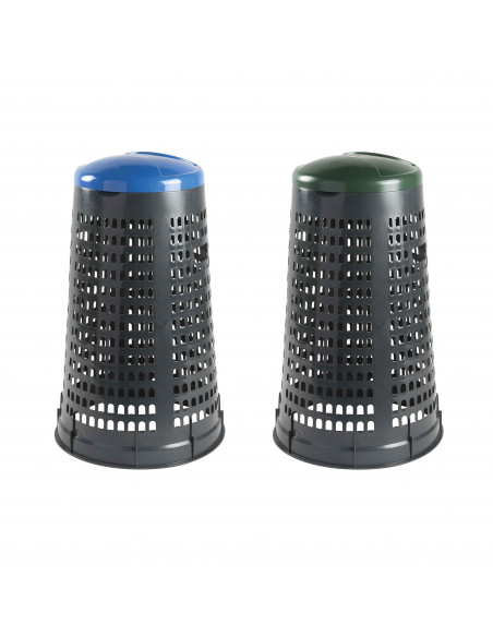 Set 2 trespoli porta rifiuti - capacità 110 litri - bicolor con fondo grigio e coperchi colorati per raccolta differenziata