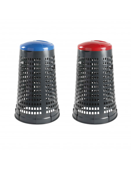 Set 2 trespoli porta rifiuti - capacità 110 litri - bicolor con fondo grigio e coperchi colorati per raccolta differenziata