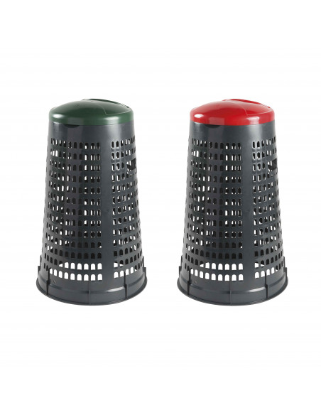 Set 2 trespoli porta rifiuti - capacità 110 litri - bicolor con fondo grigio e coperchi colorati per raccolta differenziata