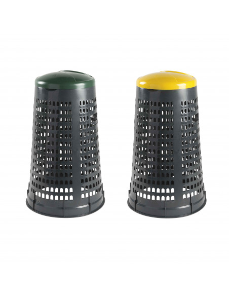 Set 2 trespoli porta rifiuti - capacità 110 litri - bicolor con fondo grigio e coperchi colorati per raccolta differenziata