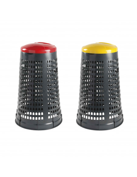 Set 2 trespoli porta rifiuti - capacità 110 litri - bicolor con fondo grigio e coperchi colorati per raccolta differenziata