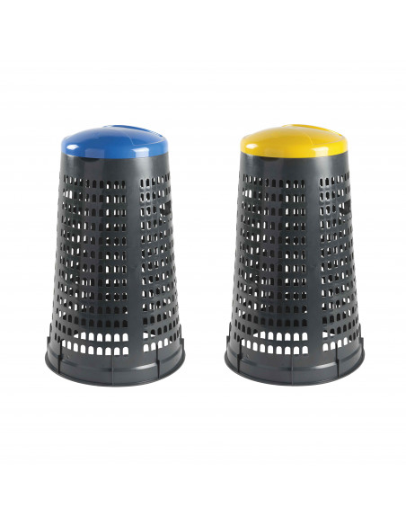 Set 2 trespoli porta rifiuti - capacità 110 litri - bicolor con fondo grigio e coperchi colorati per raccolta differenziata