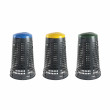 Set 3 trespoli 110 litri per raccolta differenziata - fondo grigio e coperchi colorati